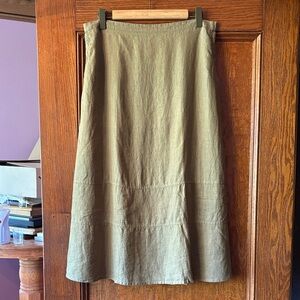 Flax linen Olive Green Women's Skirt